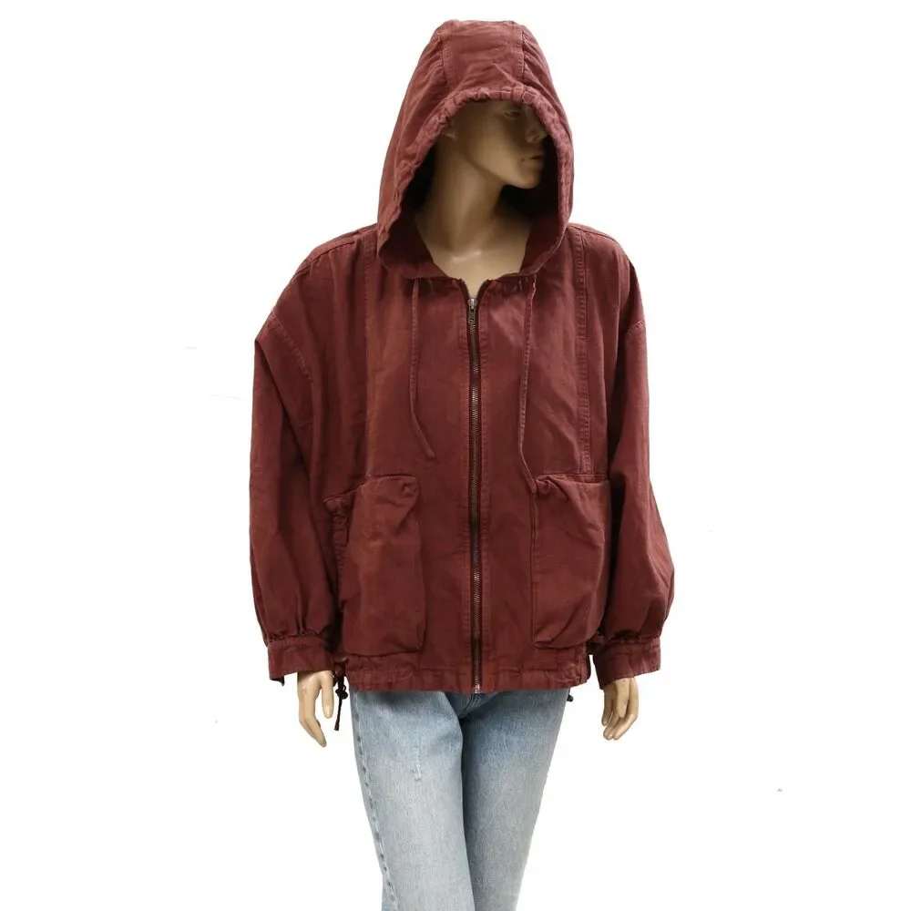 Free People Donny Anorak Utility Hoodie Jacket Top Oversized Zip-Up L 287760